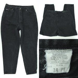 Vtg 90s Lee Riders Womens 18 Petite 18P 32x26 High Waist Black Denim Mom Jeans